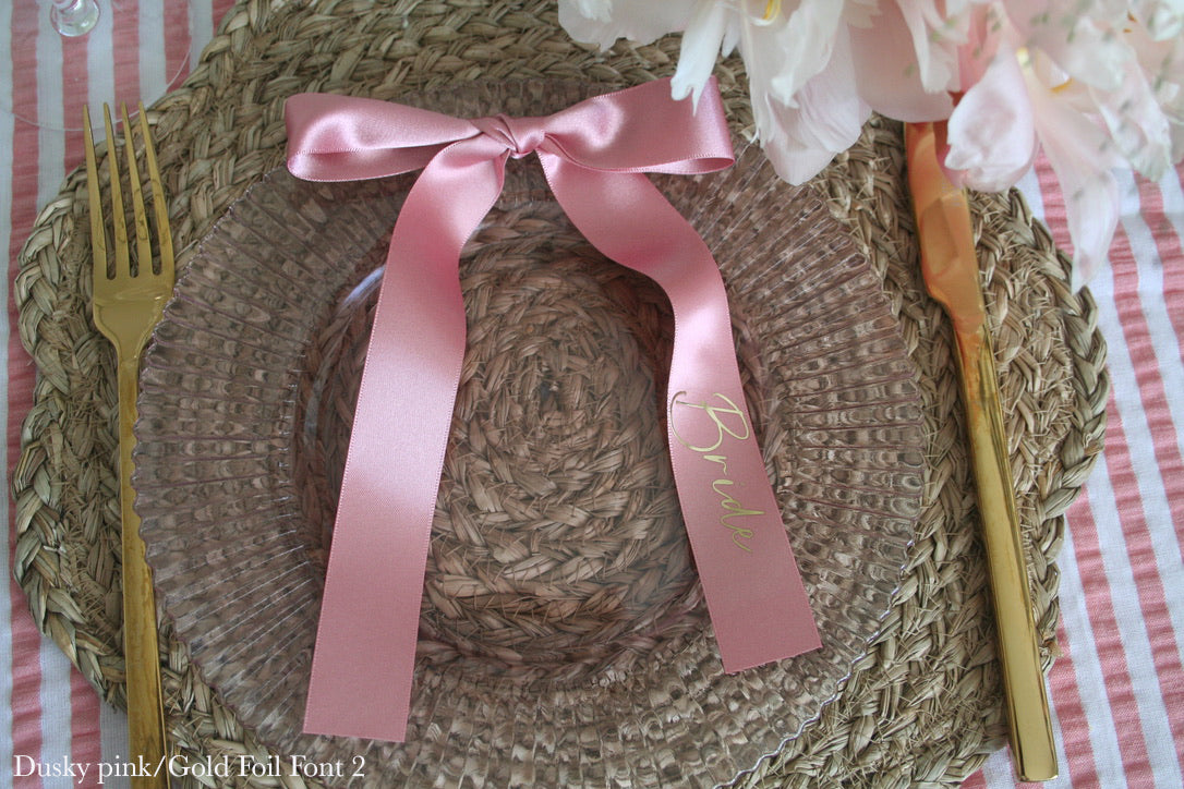 Personalised Place Name Ribbons - Dusky Pink