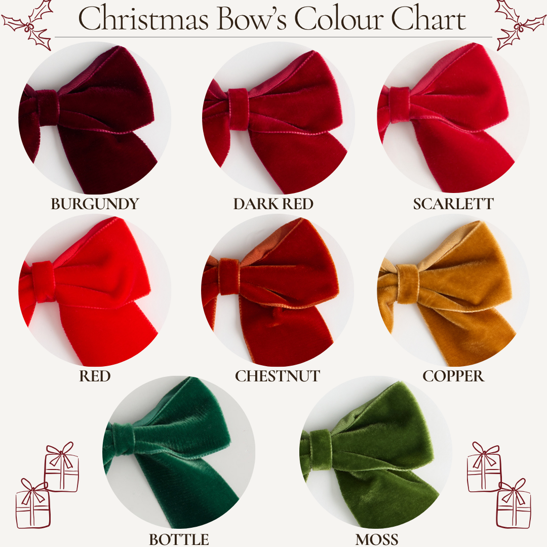 Velvet Christmas Tree Bows Pack of 6