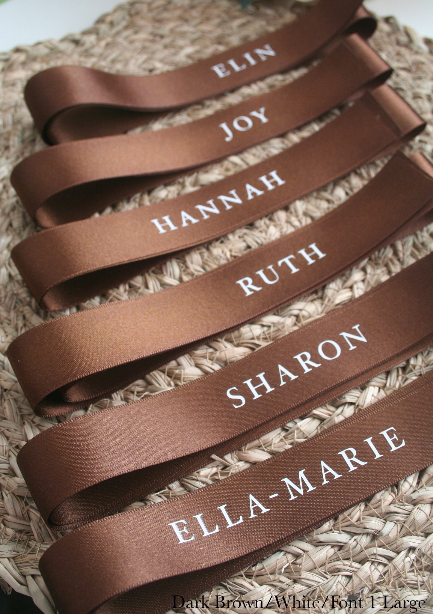 Personalised Place Name Ribbons - Dark Brown
