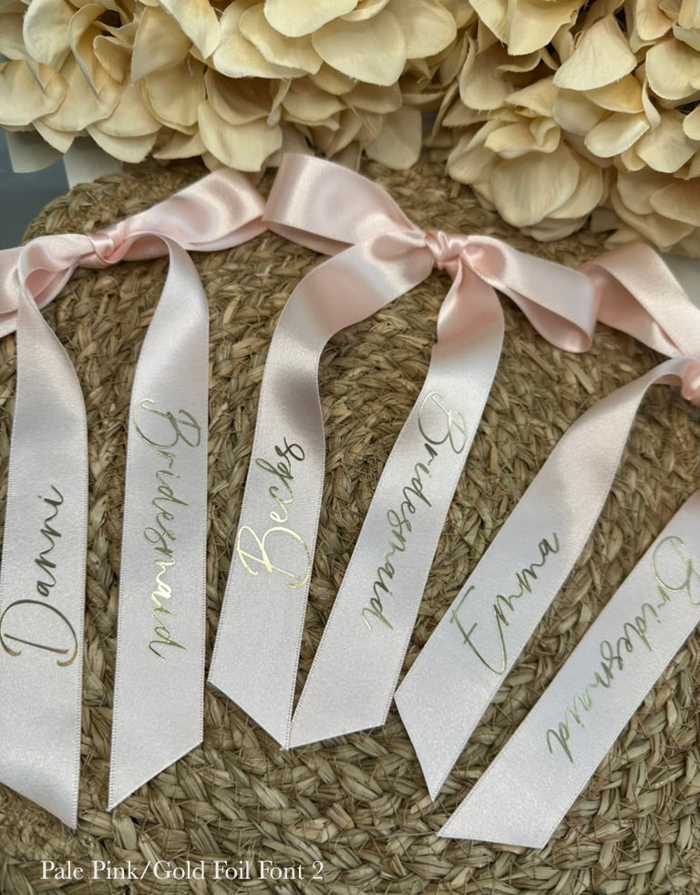Personalised Place Name Ribbons - Pale Pink