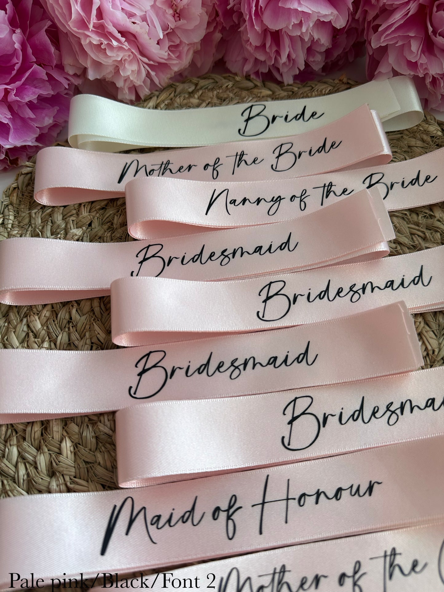 Personalised Place Name Ribbons - Pale Pink