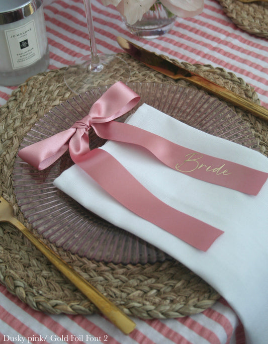 Personalised Place Name Ribbons - Dusky Pink