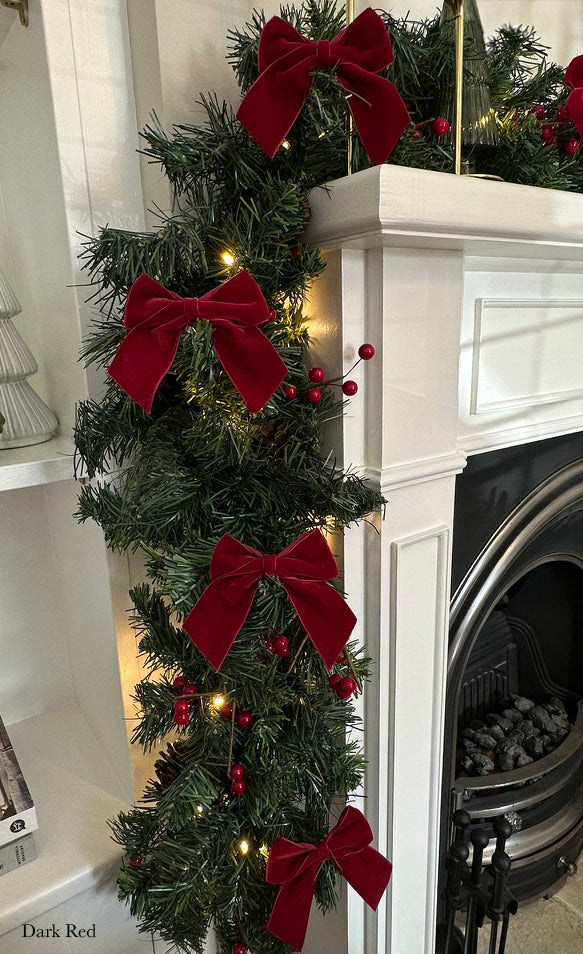 Velvet Christmas Tree Bows Pack of 6