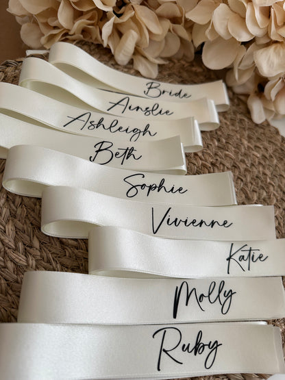 Personalised Place Name Ribbons - Bridal White