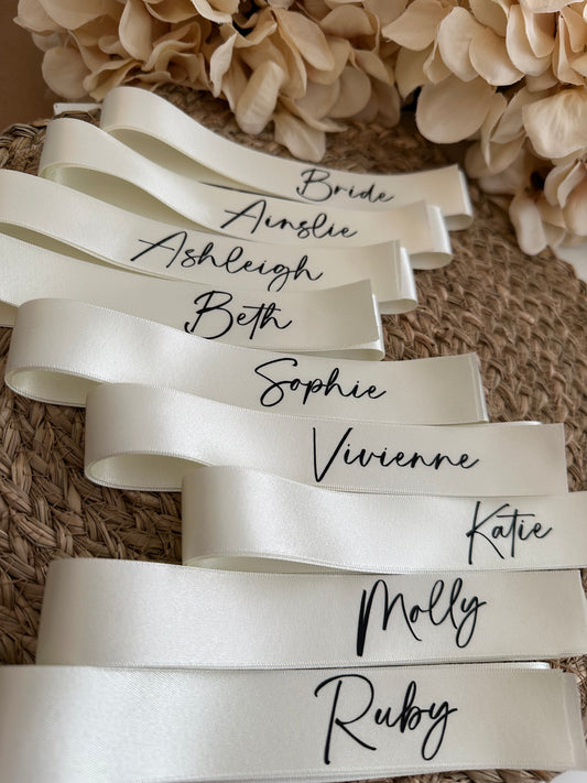 Personalised Place Name Ribbons - Bridal White