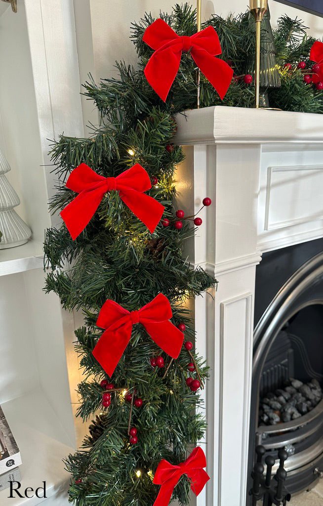 Velvet Christmas Tree Bows Pack of 6