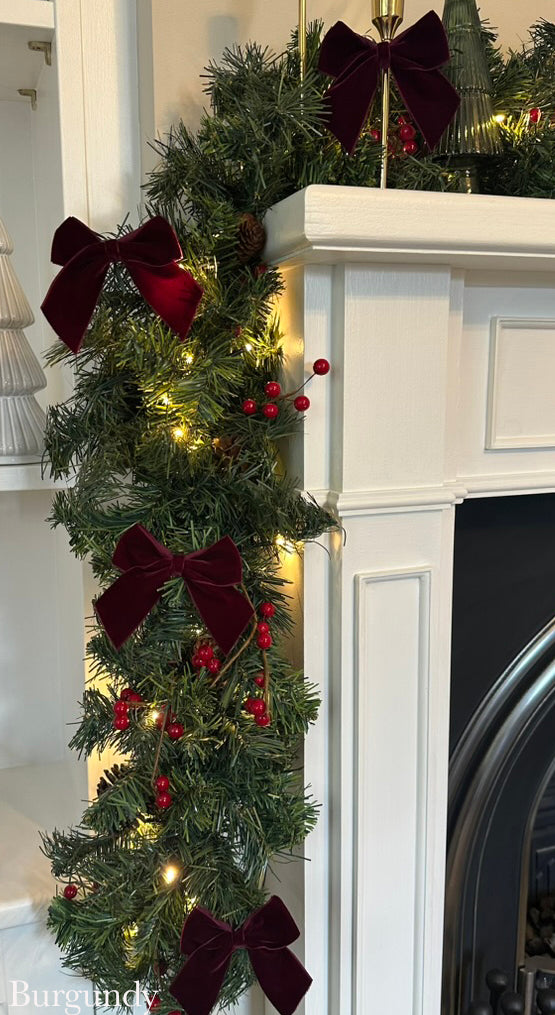 Velvet Christmas Tree Bows Pack of 6
