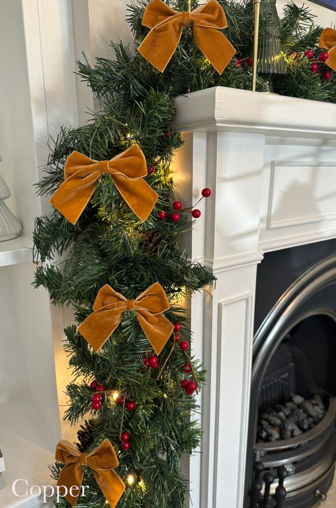 Velvet Christmas Tree Bows Pack of 6
