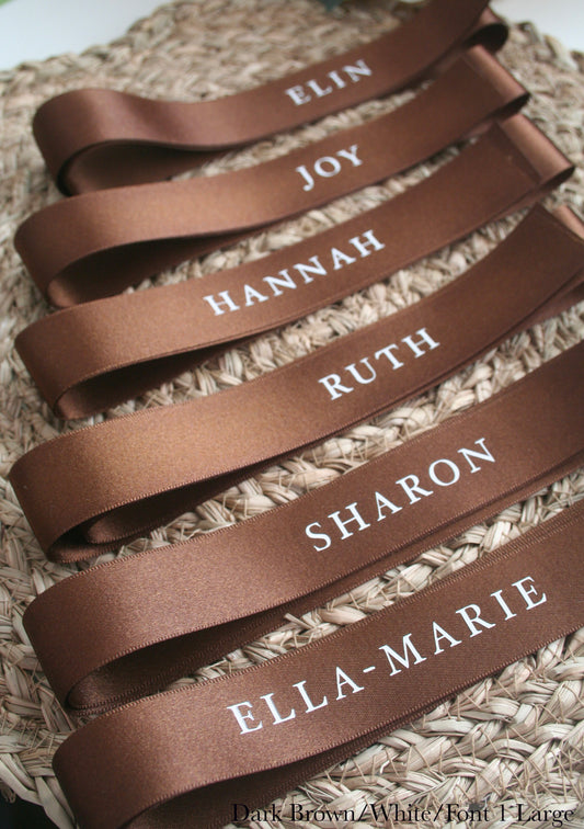Personalised Place Name Ribbons - Dark Brown