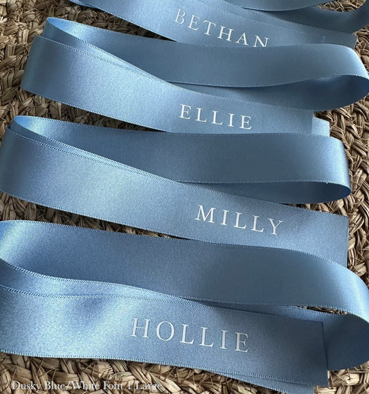 Personalised Place Name Ribbons - Dusky Blue