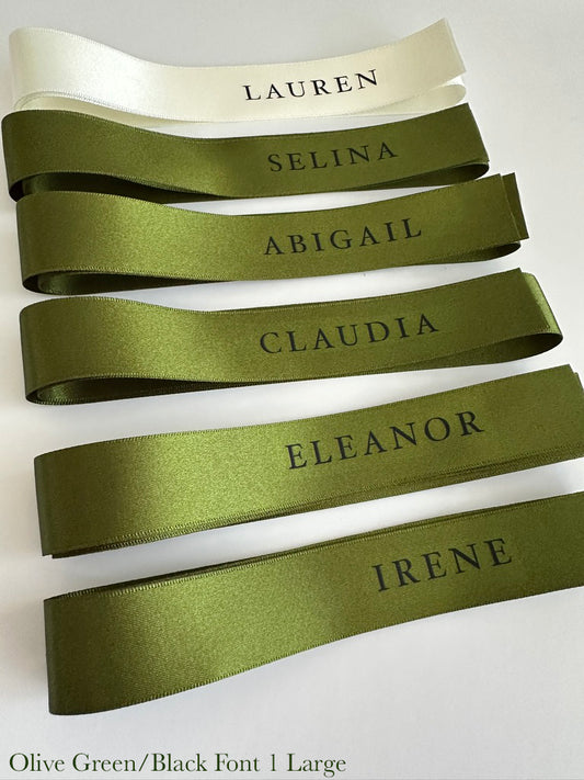 Personalised Place Name Ribbons - Olive Green