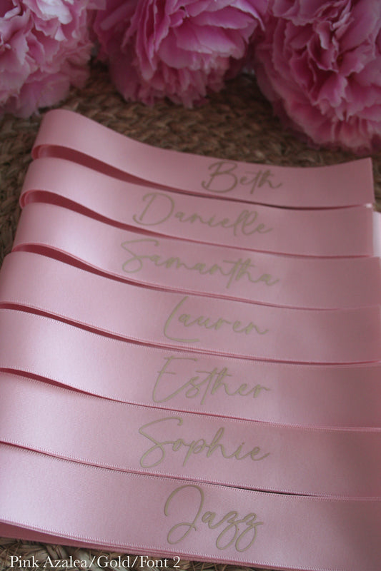 Personalised Place Name Ribbons - Pink Azalea