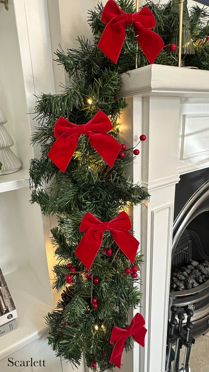 Velvet Christmas Tree Bows Pack of 6